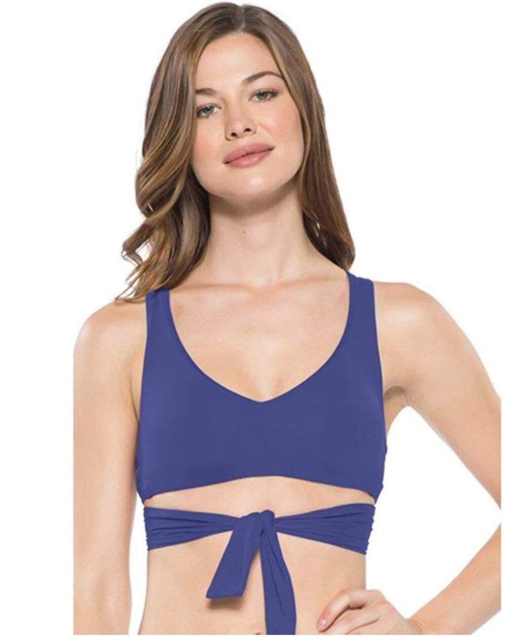 Becca Color Code Banded Halter Bikini Top Medium Blue NWT